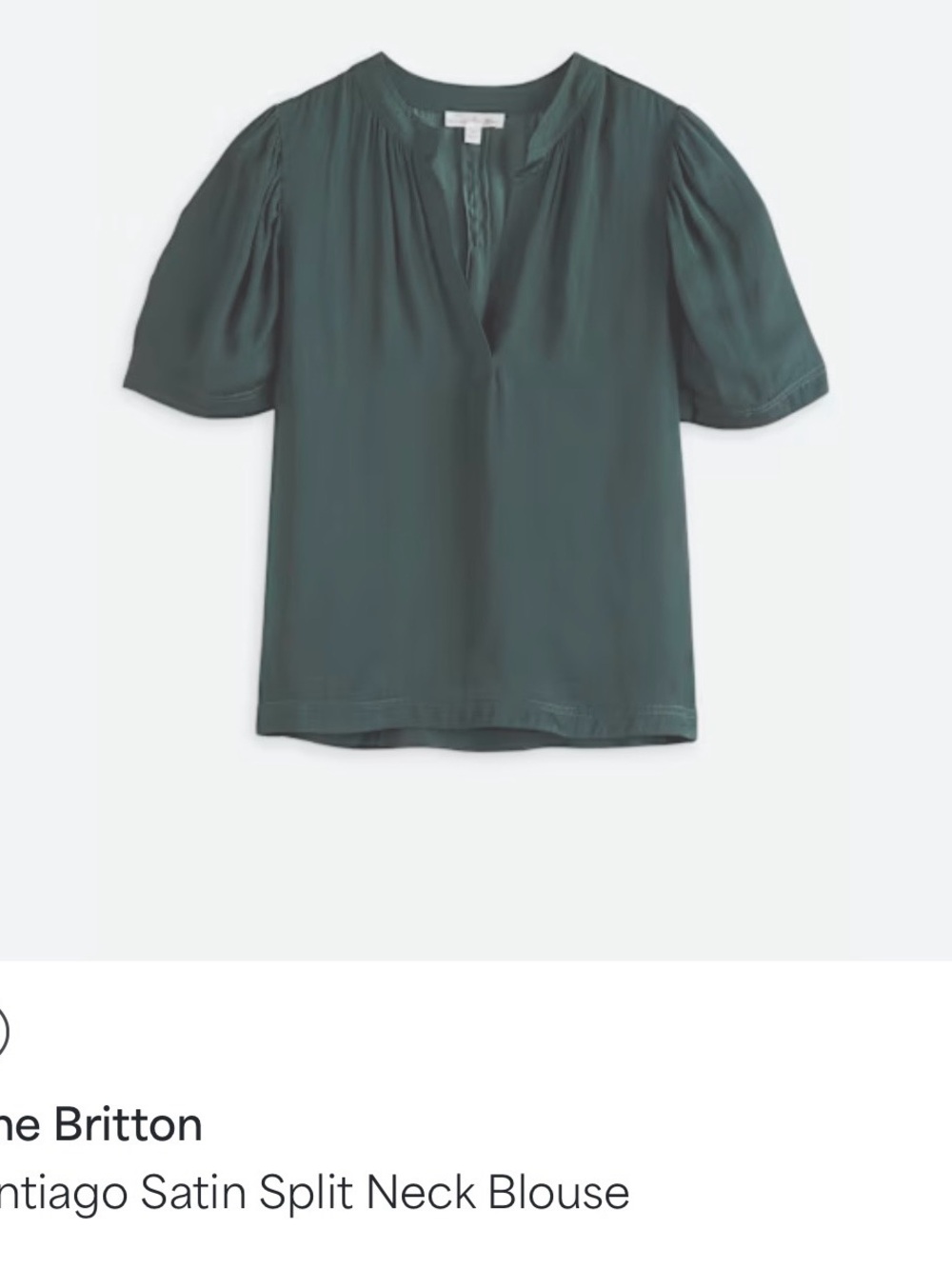 nine britton Satin Split V-Neck Blouse in Deep Teal